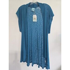 Happening in the Present HIP Cardigan Waterfall Open Front Teal Large New Shrug